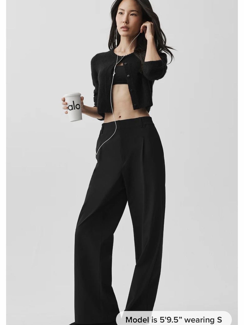 ALO Yoga Black High-Waist Pursuit Trouser (Regular)